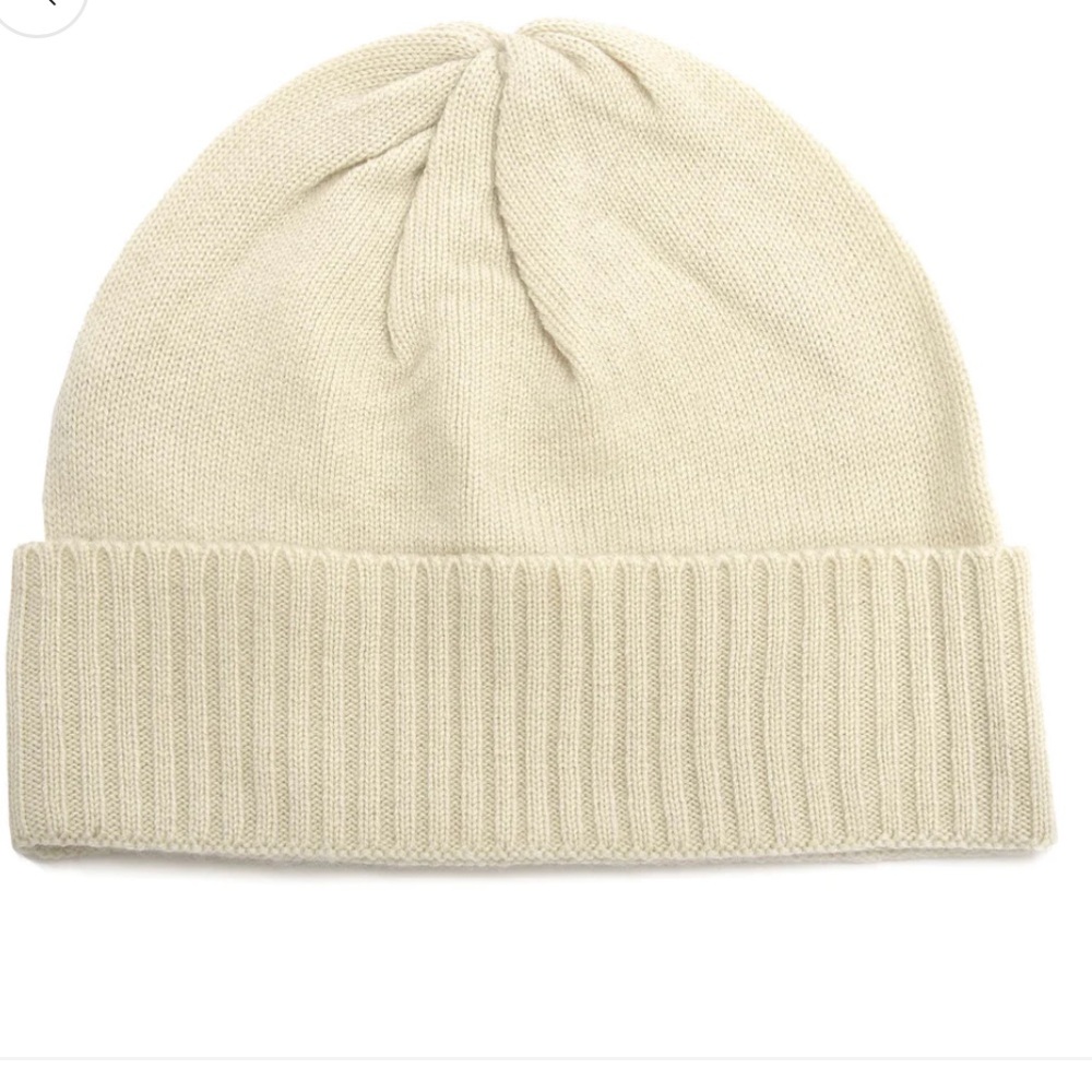 100% Cashmere Cream Beanie